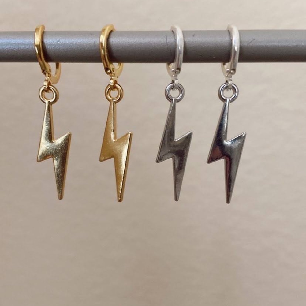 silver lightning bolt earrings